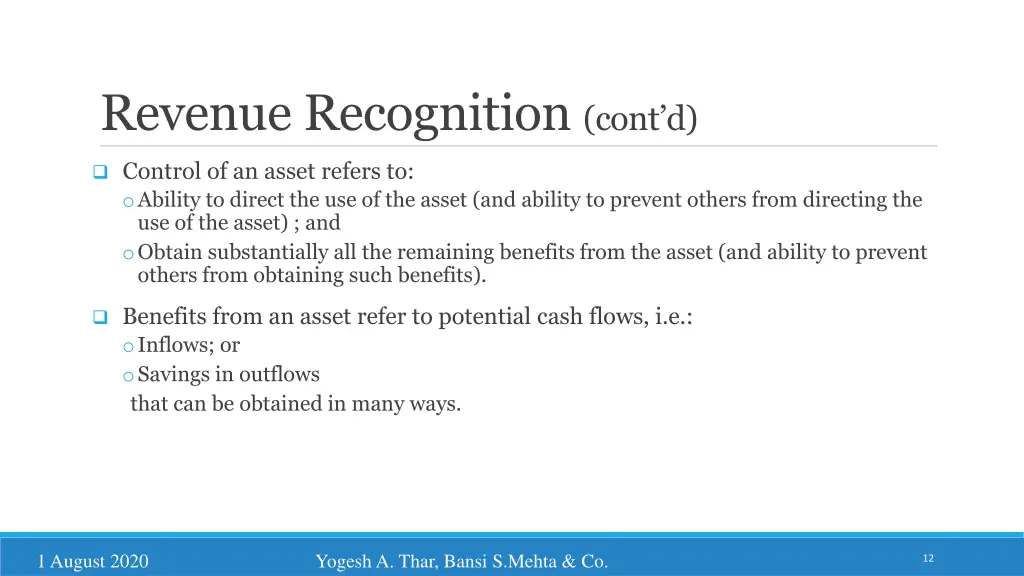 revenue recognition cont d