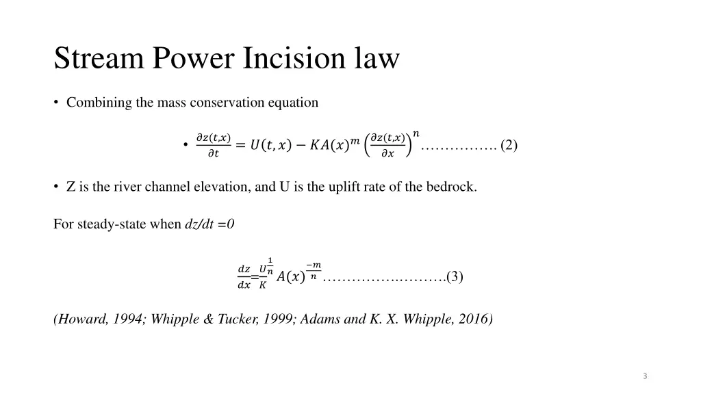 stream power incision law 1