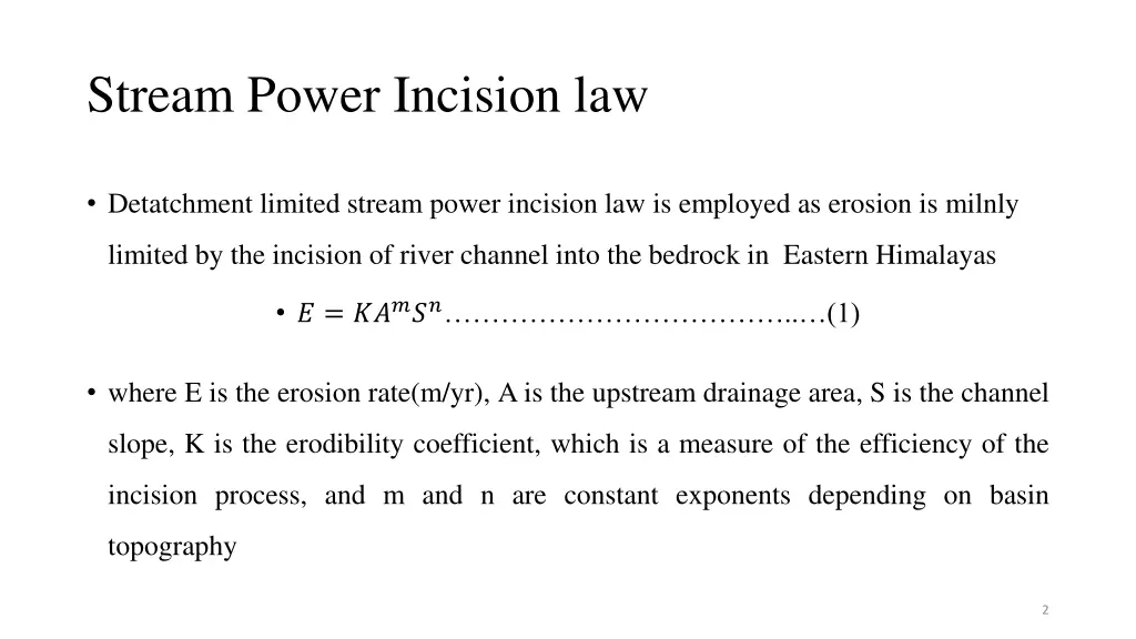 stream power incision law
