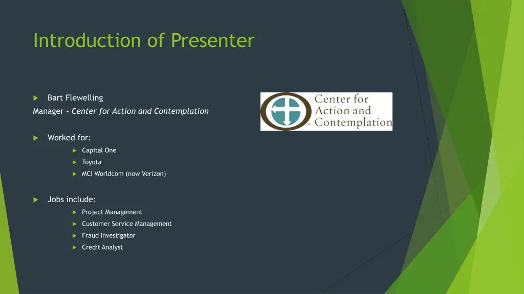 introduction of presenter