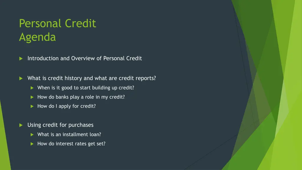 personal credit agenda