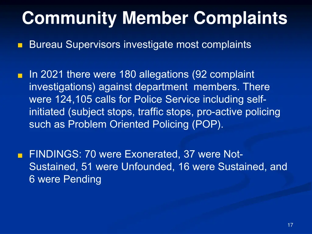 community member complaints