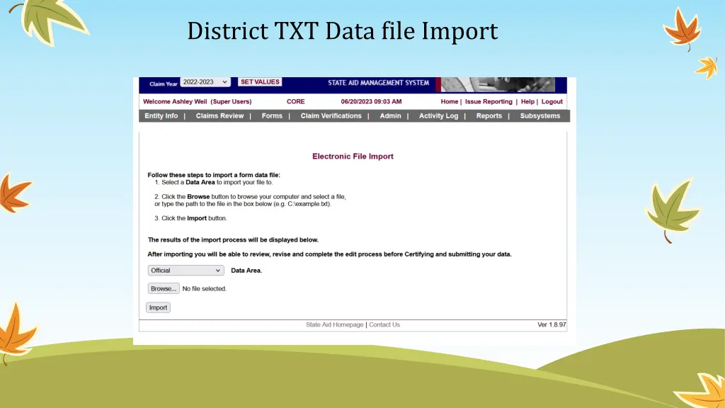 district txt data file import