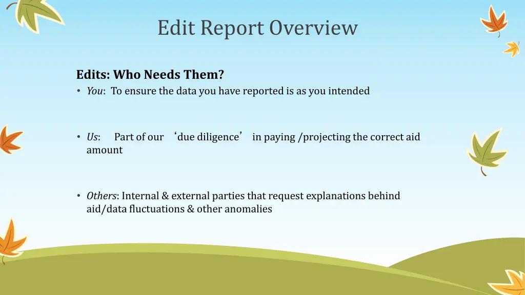 edit report overview