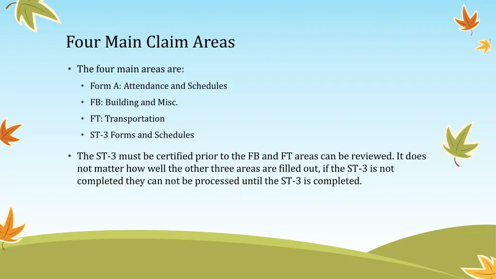 four main claim areas 1
