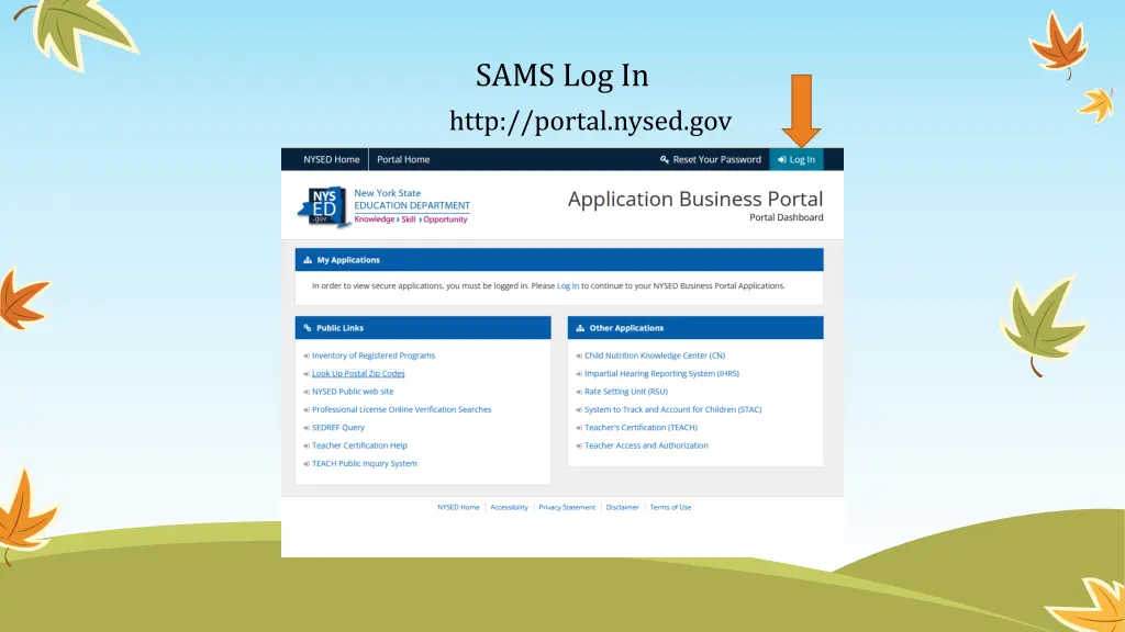 sams log in http portal nysed gov