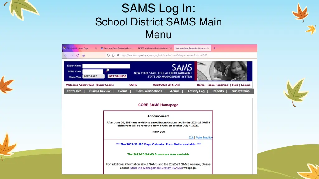 sams log in school district sams main menu