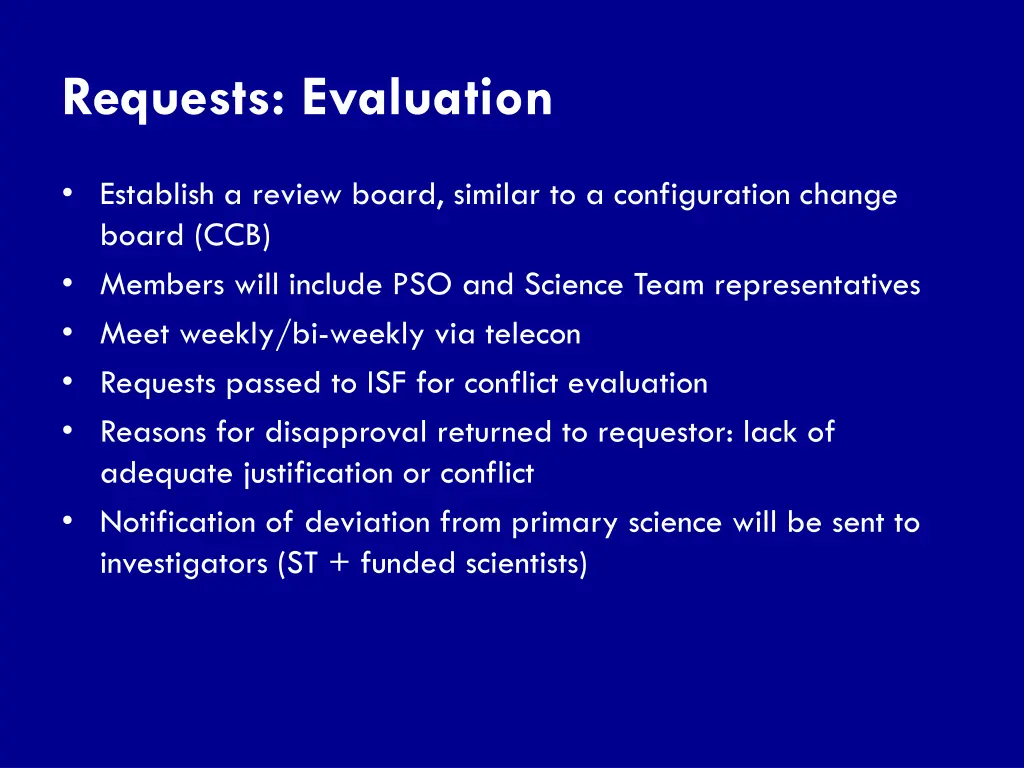 requests evaluation