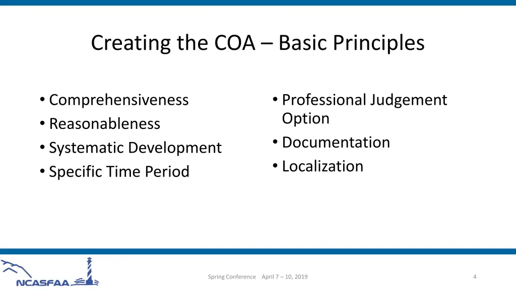 creating the coa basic principles