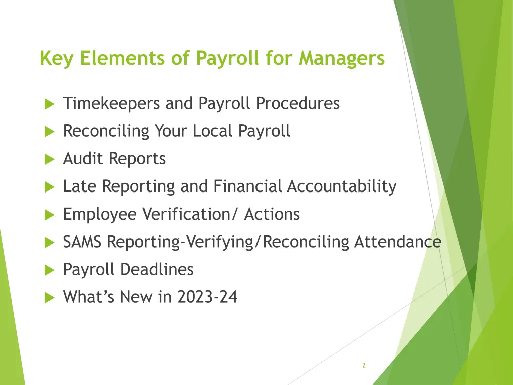 key elements of payroll for managers