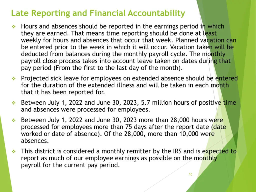 late reporting and financial accountability