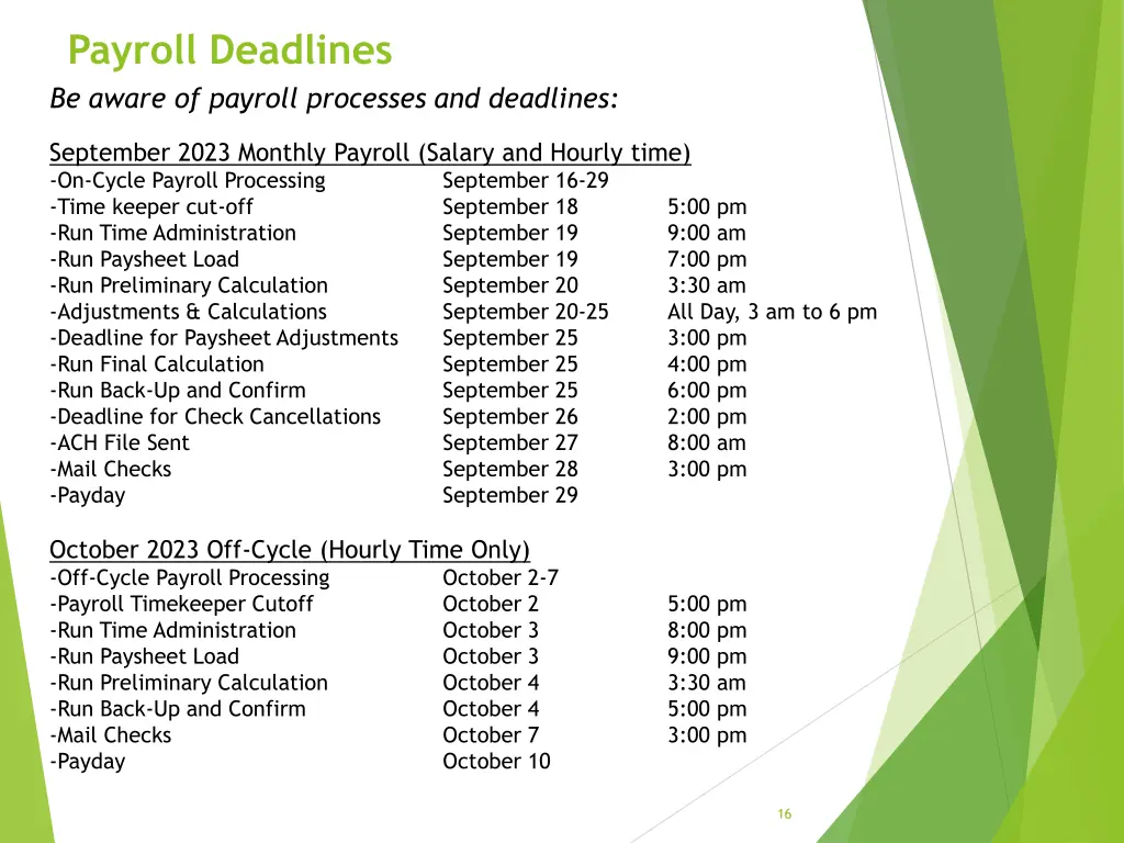 payroll deadlines be aware of payroll processes