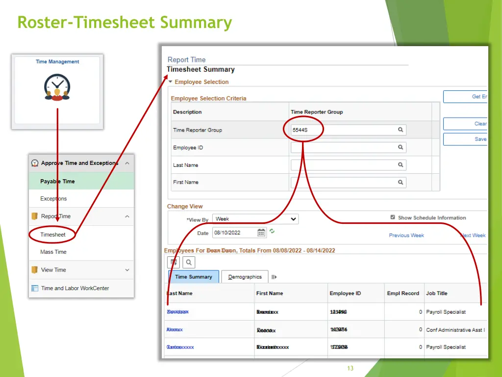 roster timesheet summary