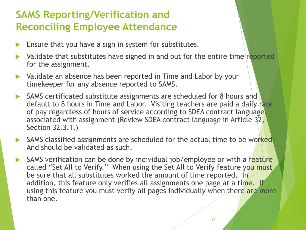 sams reporting verification and reconciling
