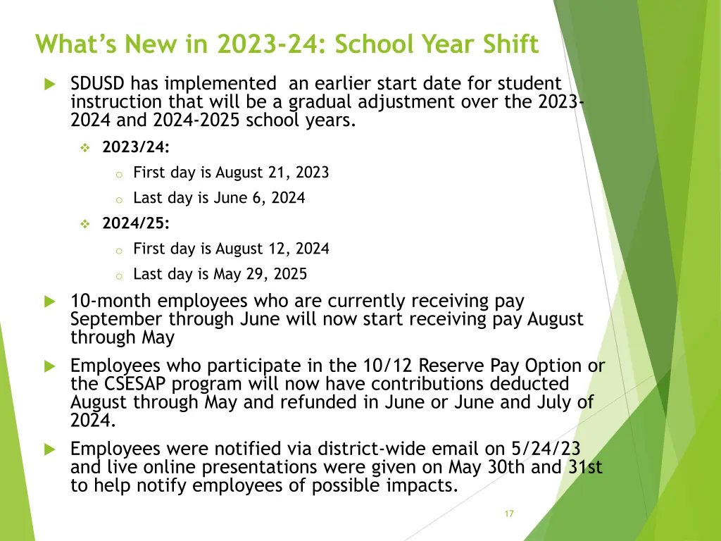 what s new in 2023 24 school year shift