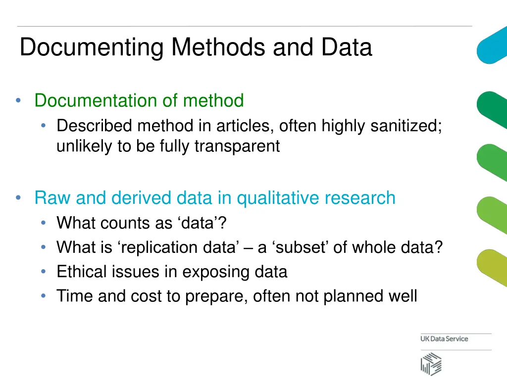 documenting methods and data