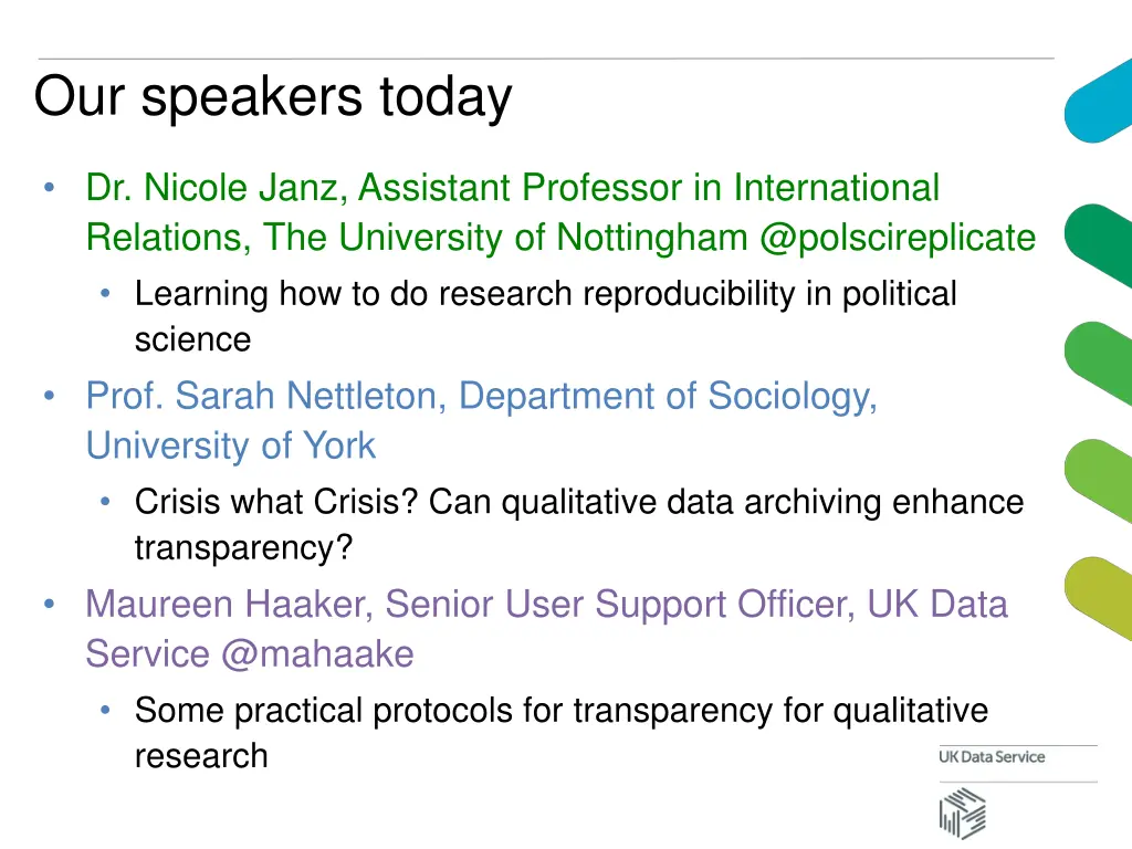 our speakers today