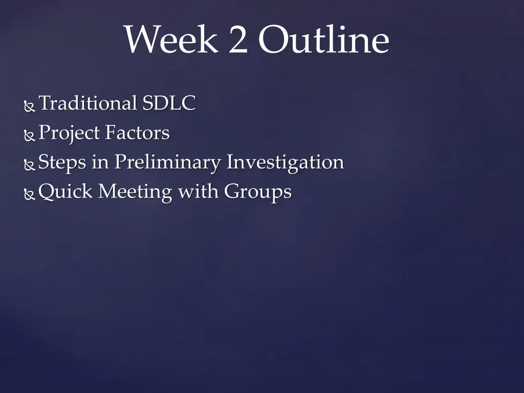week 2 outline