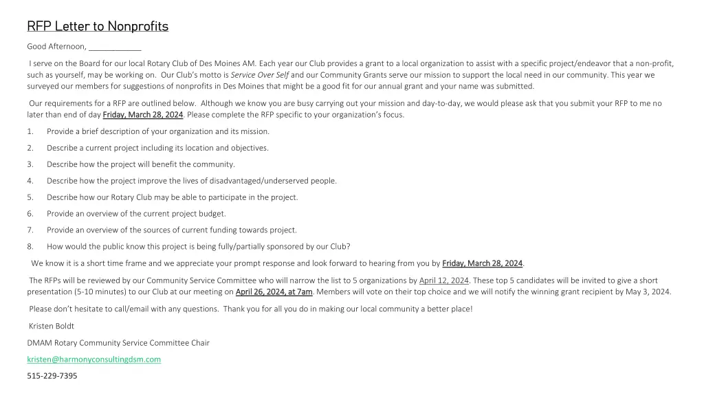 rfp letter to nonprofits rfp letter to nonprofits