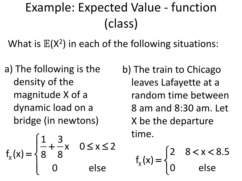 example expected value function class