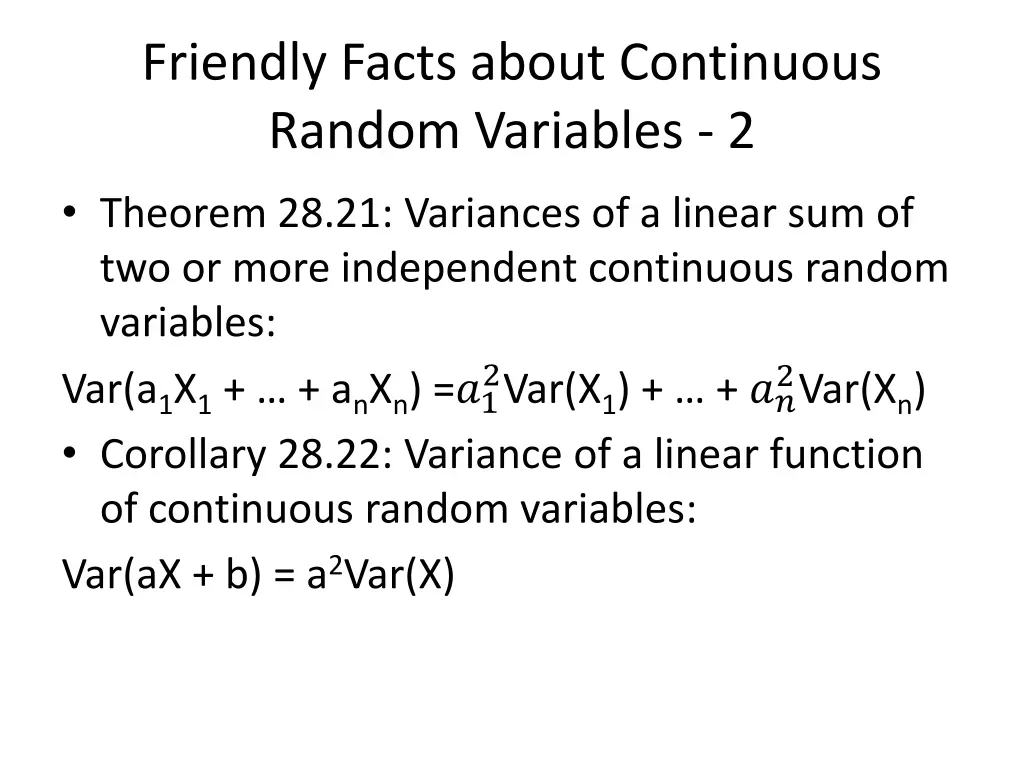 friendly facts about continuous random variables 2