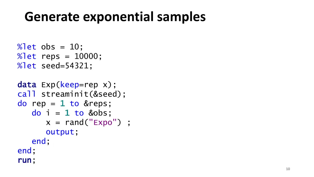 generate exponential samples