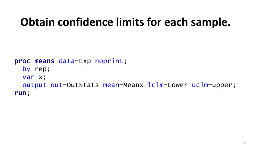obtain confidence limits for each sample