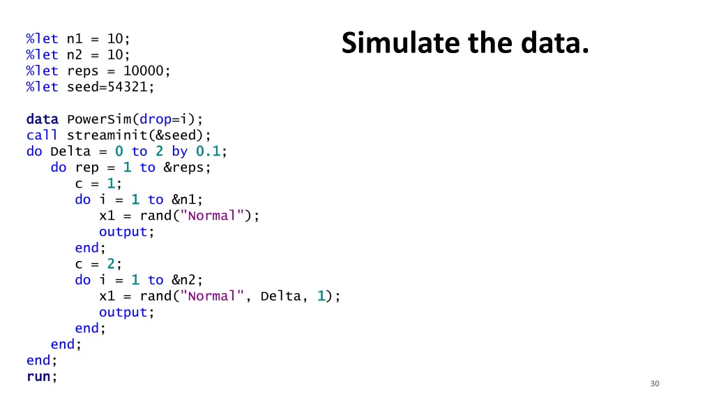 simulate the data