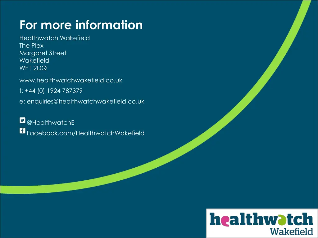 for more information healthwatch wakefield