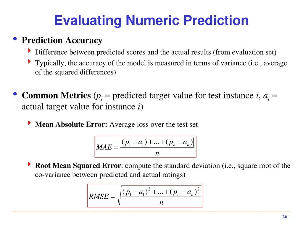 evaluating numeric prediction