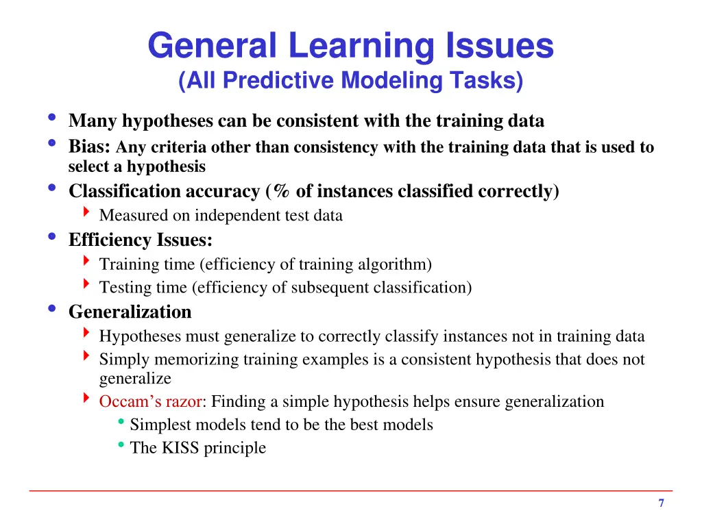 general learning issues all predictive modeling