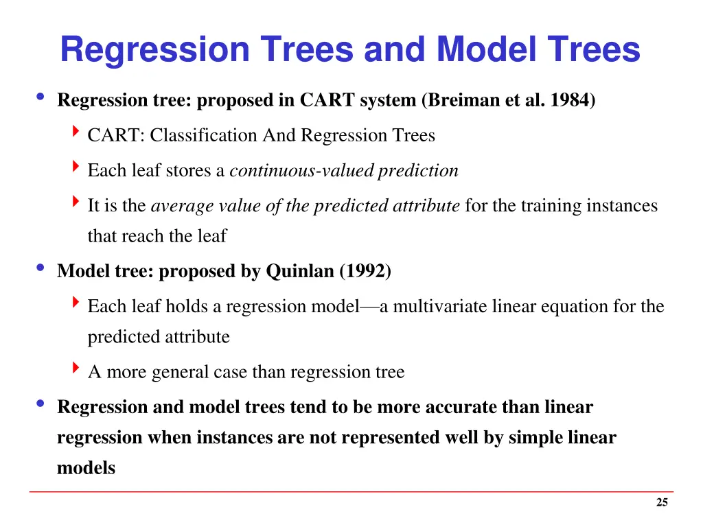 regression trees and model trees