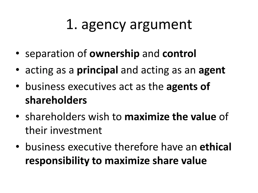 1 agency argument