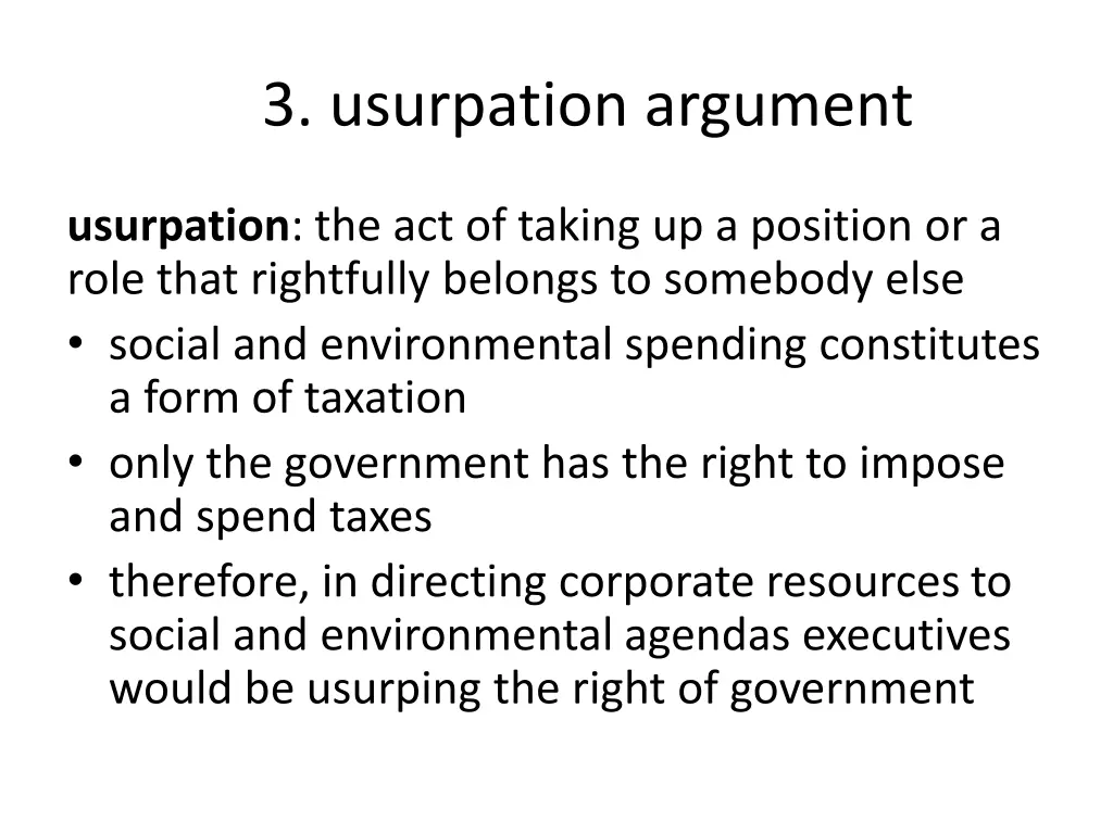 3 usurpation argument