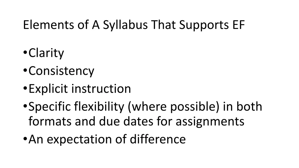 elements of a syllabus that supports ef