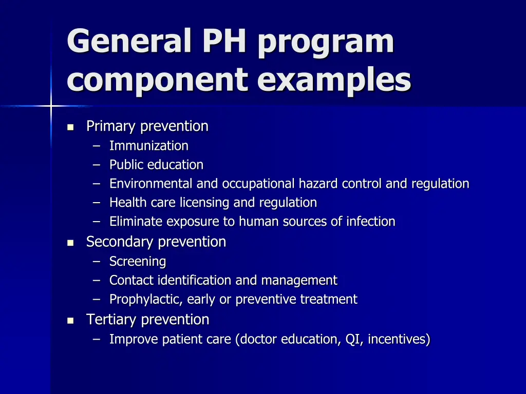 general ph program component examples