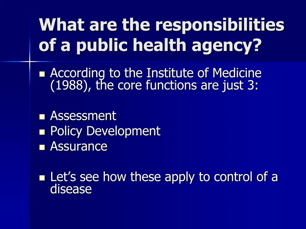 what are the responsibilities of a public health