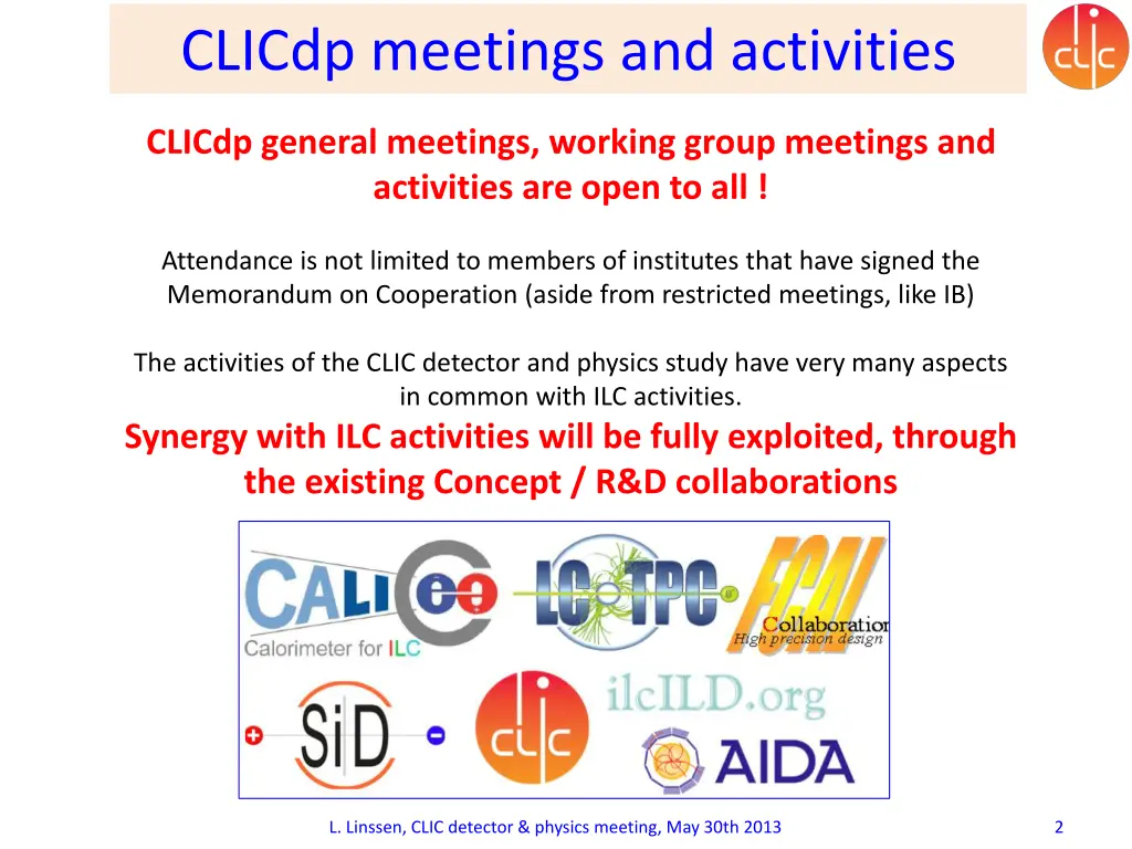 clicdp meetings and activities