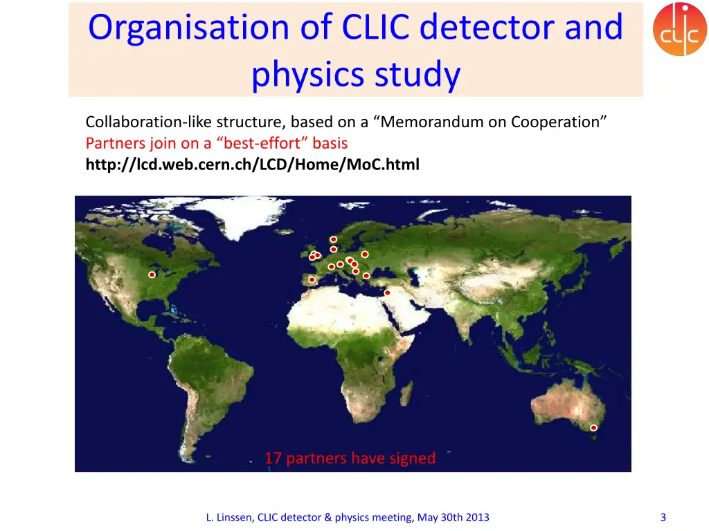 organisation of clic detector and physics study