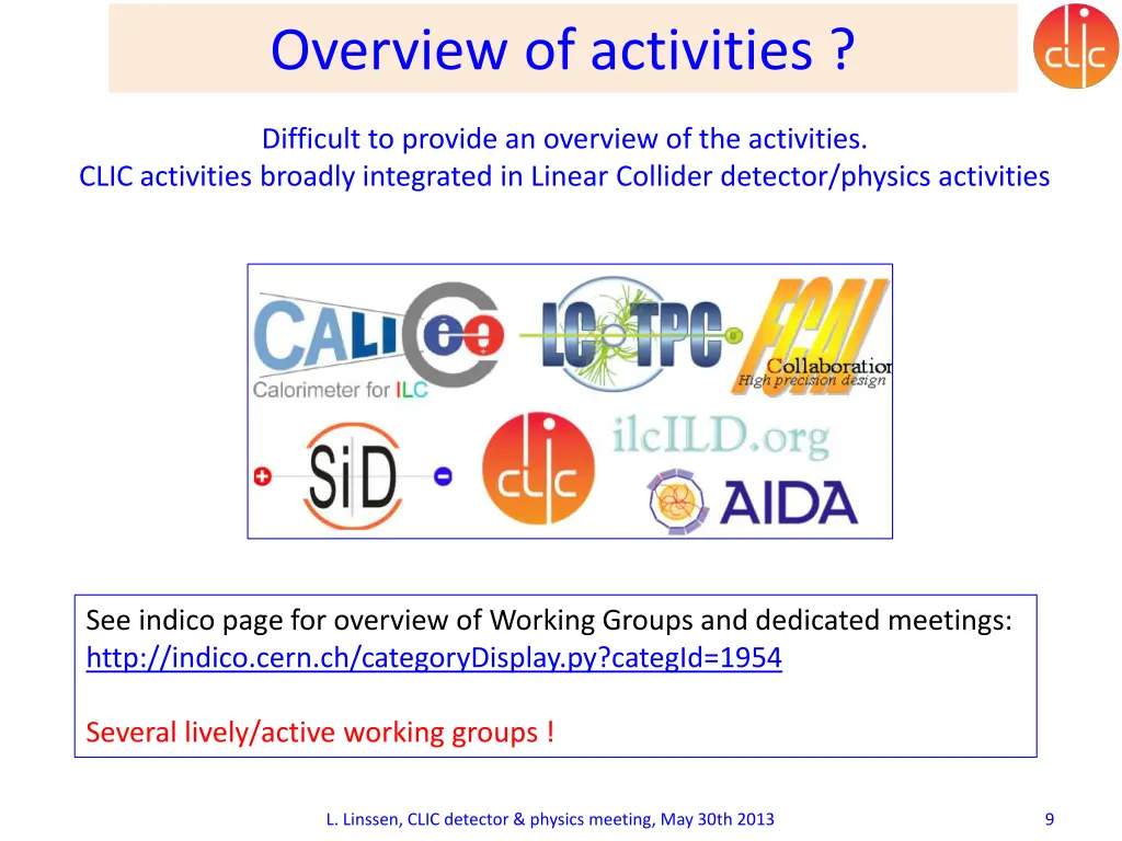 overview of activities