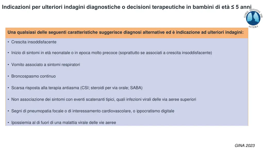 indicazioni per ulteriori indagini diagnostiche