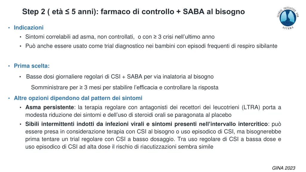 step 2 et 5 anni farmaco di controllo saba