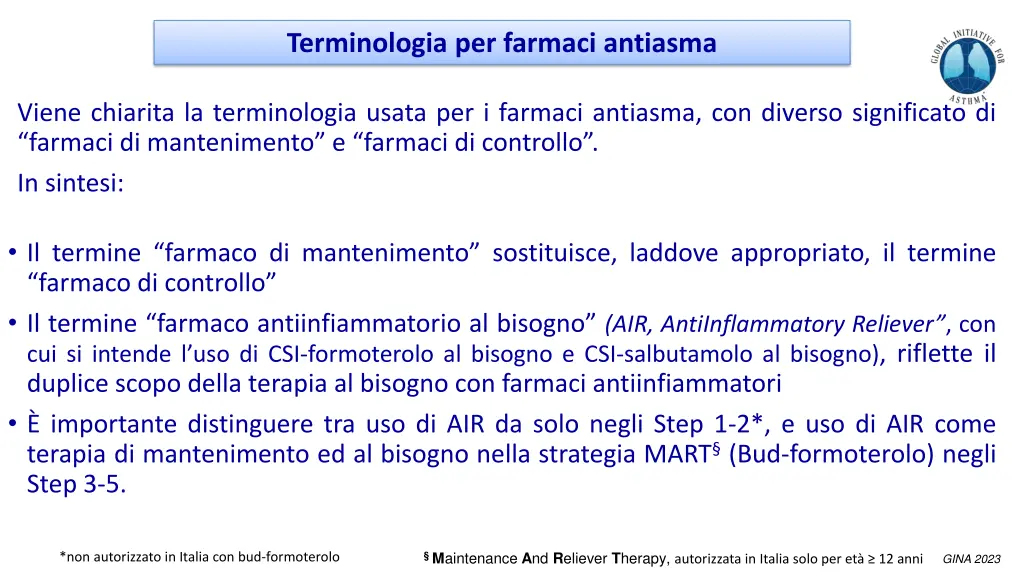 terminologia per farmaci antiasma