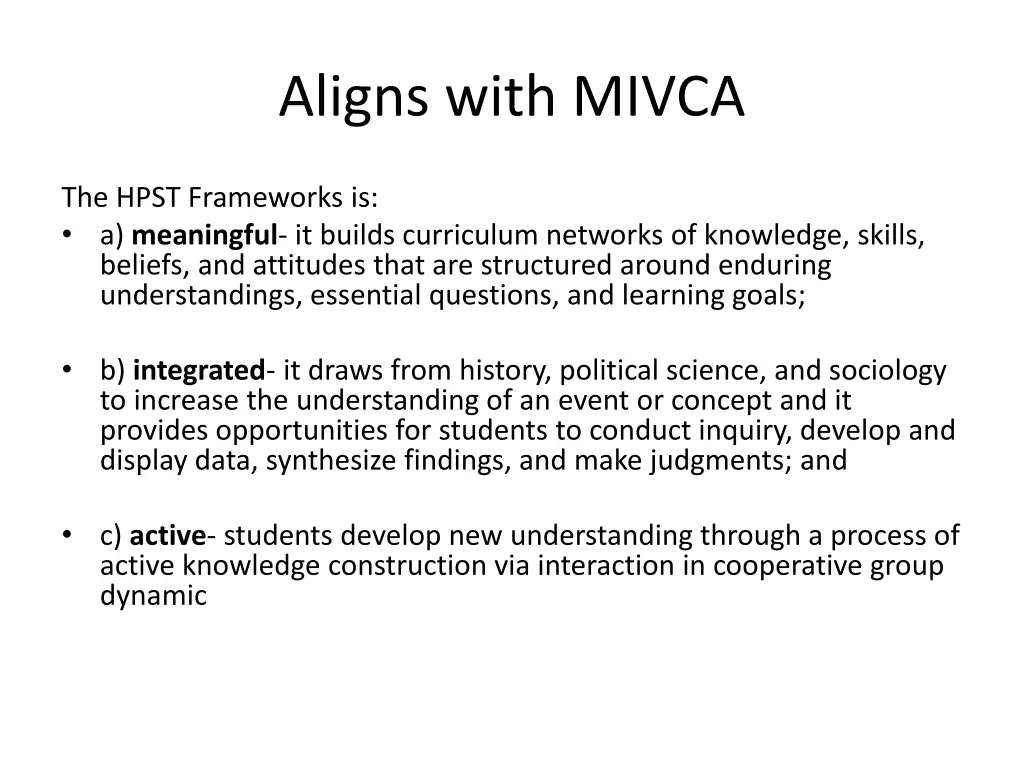 aligns with mivca