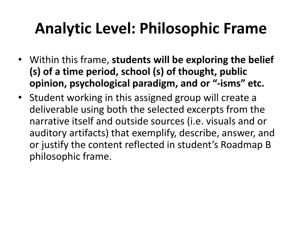 analytic level philosophic frame