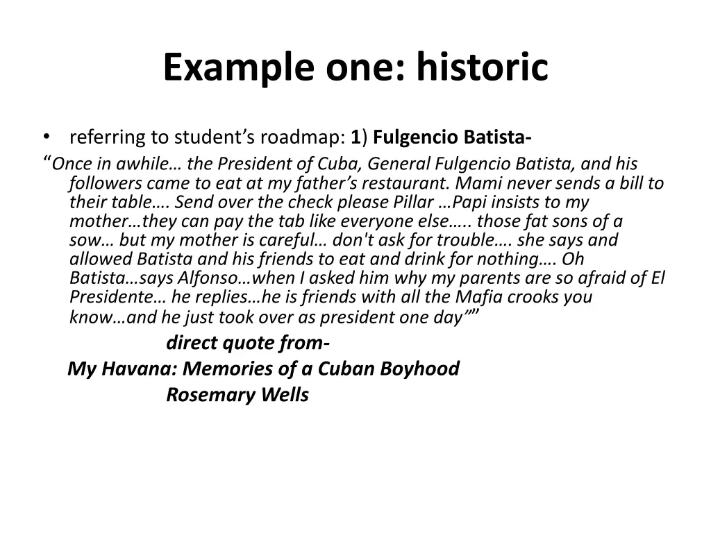 example one historic