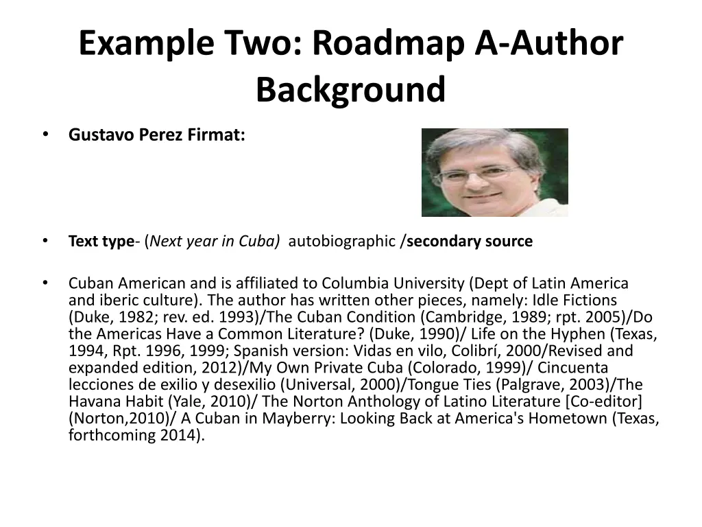 example two roadmap a author background