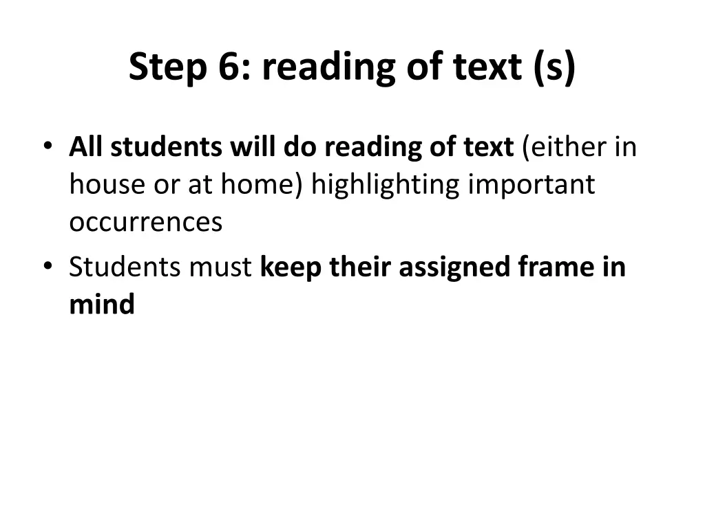 step 6 reading of text s