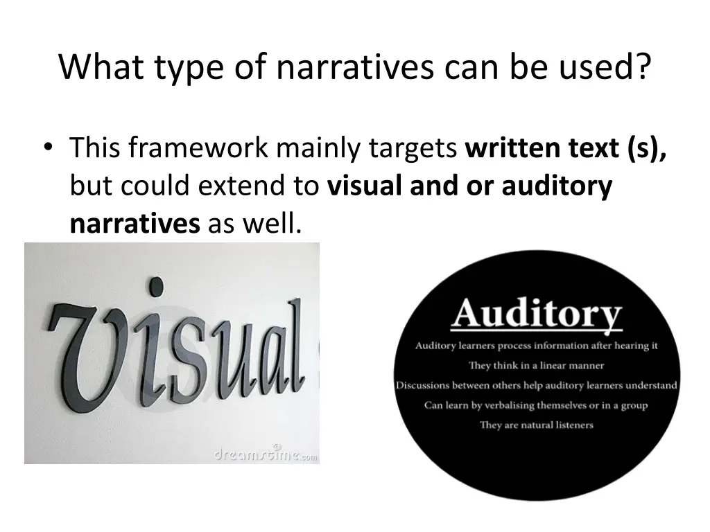what type of narratives can be used