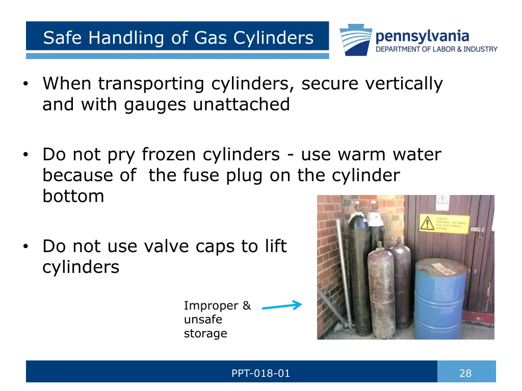 safe handling of gas cylinders